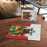 Custom Guyana Football Puzzle Golden Jaguars Spirit - White - Wonder Print Shop