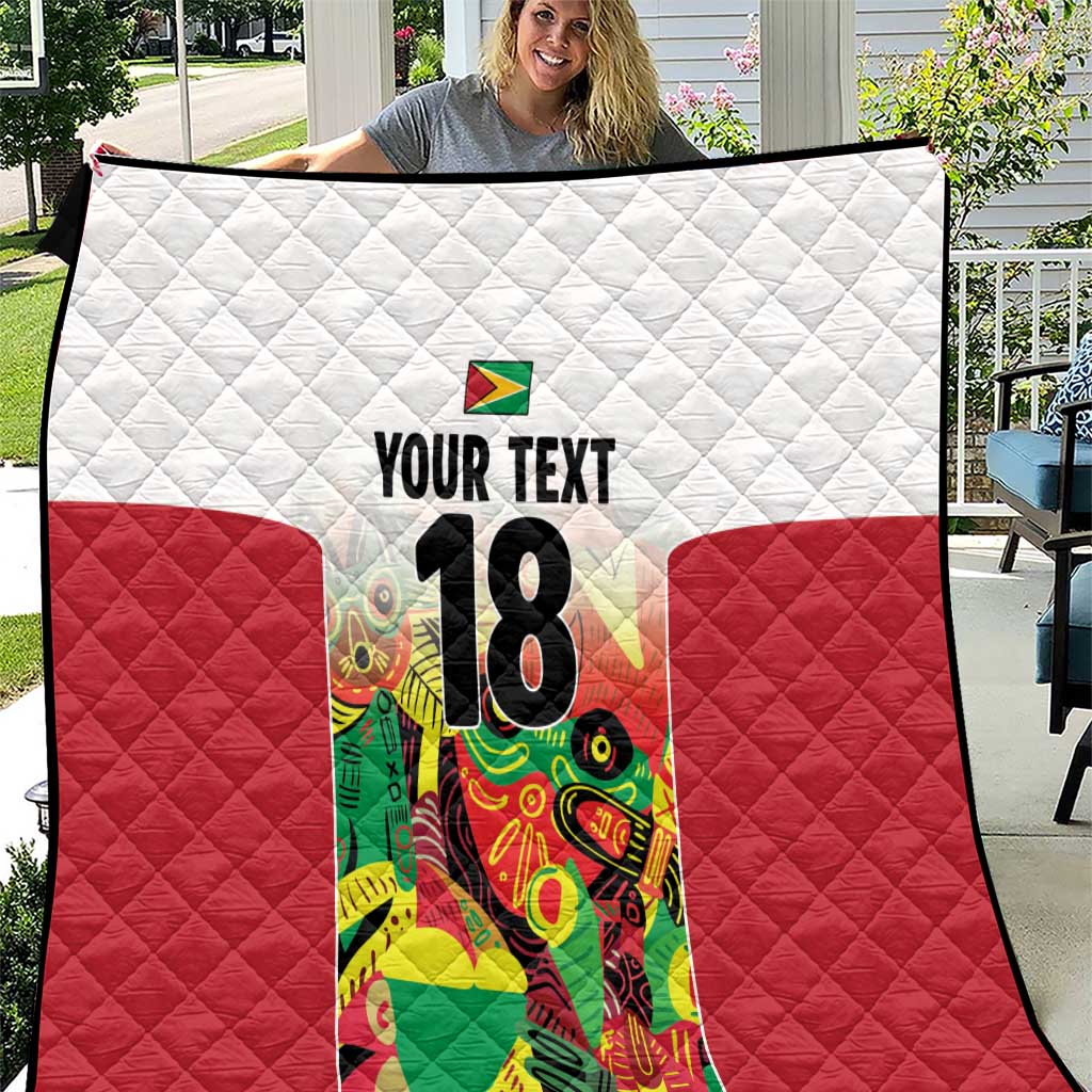 Custom Guyana Football Quilt Golden Jaguars Spirit - White - Wonder Print Shop