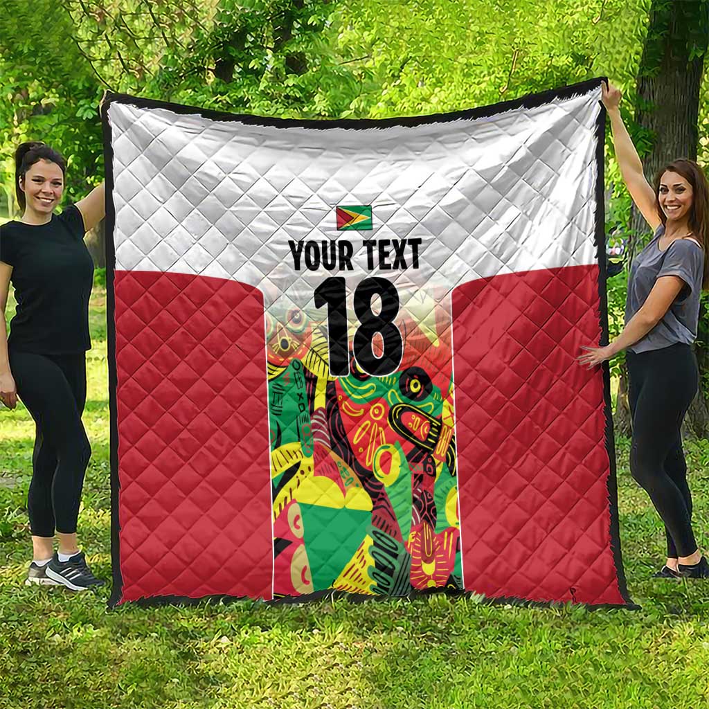 Custom Guyana Football Quilt Golden Jaguars Spirit - White - Wonder Print Shop