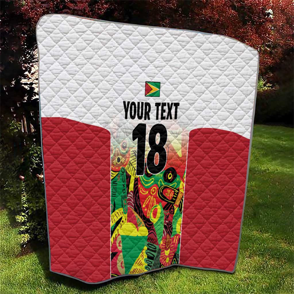 Custom Guyana Football Quilt Golden Jaguars Spirit - White - Wonder Print Shop
