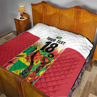 Custom Guyana Football Quilt Golden Jaguars Spirit - White - Wonder Print Shop