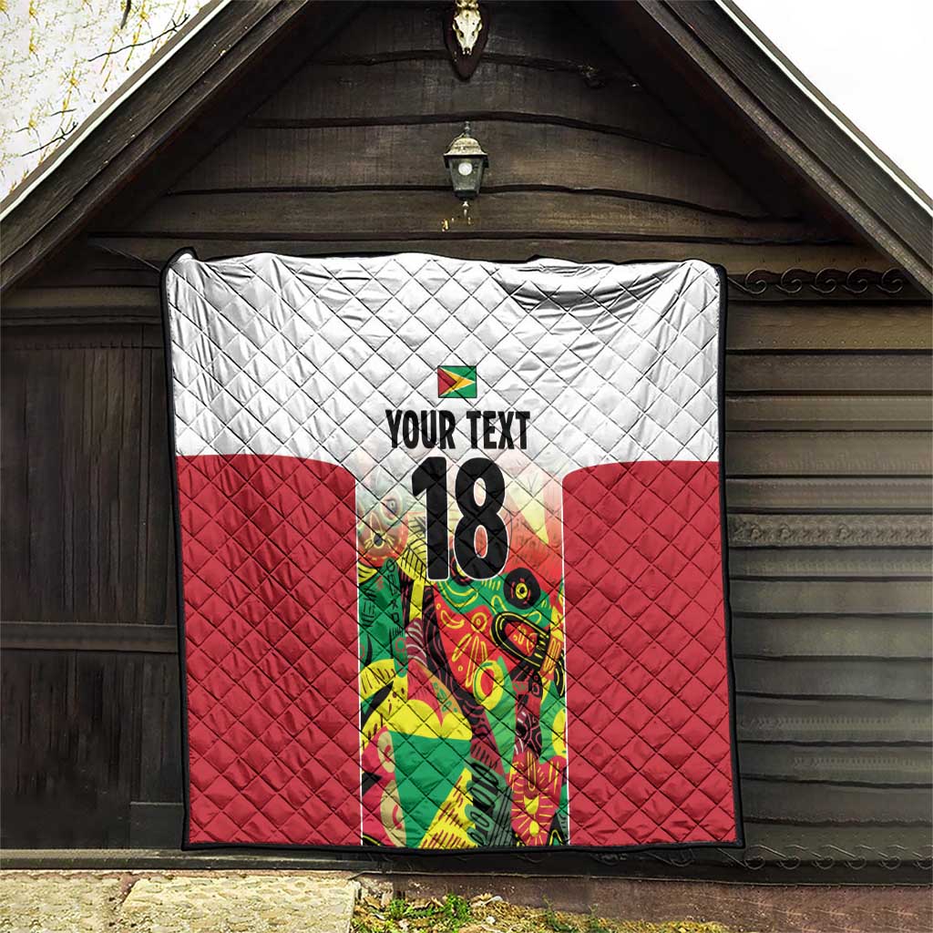 Custom Guyana Football Quilt Golden Jaguars Spirit - White - Wonder Print Shop