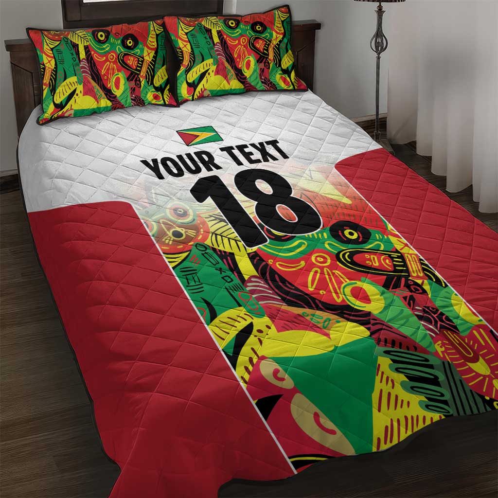 Custom Guyana Football Quilt Bed Set Golden Jaguars Spirit - White - Wonder Print Shop