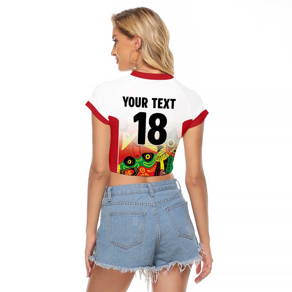 Custom Guyana Football Raglan Cropped T Shirt Golden Jaguars Spirit - White - Wonder Print Shop