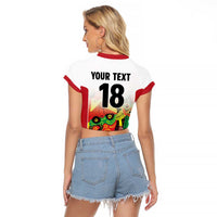 Custom Guyana Football Raglan Cropped T Shirt Golden Jaguars Spirit - White - Wonder Print Shop