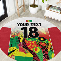 Custom Guyana Football Round Carpet Golden Jaguars Spirit - White - Wonder Print Shop