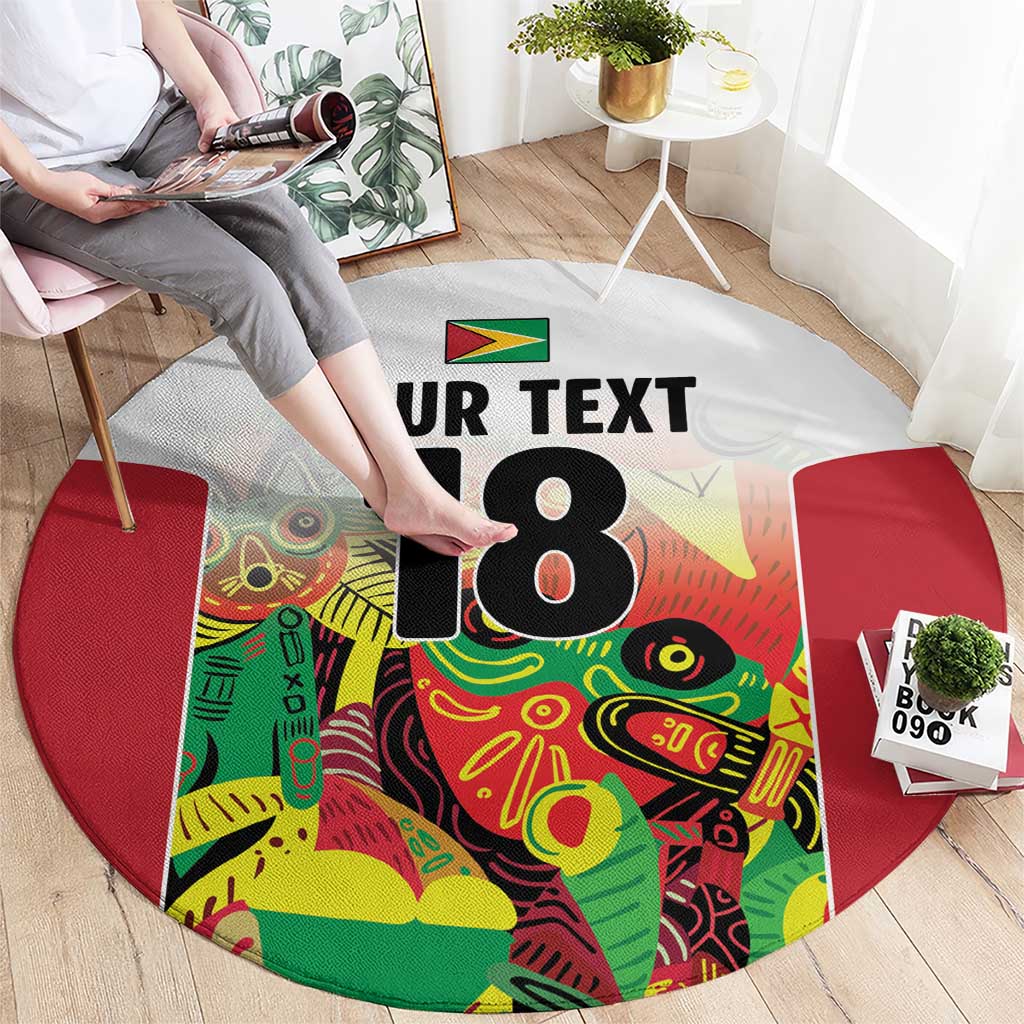 Custom Guyana Football Round Carpet Golden Jaguars Spirit - White - Wonder Print Shop