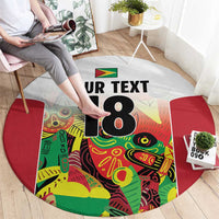 Custom Guyana Football Round Carpet Golden Jaguars Spirit - White - Wonder Print Shop