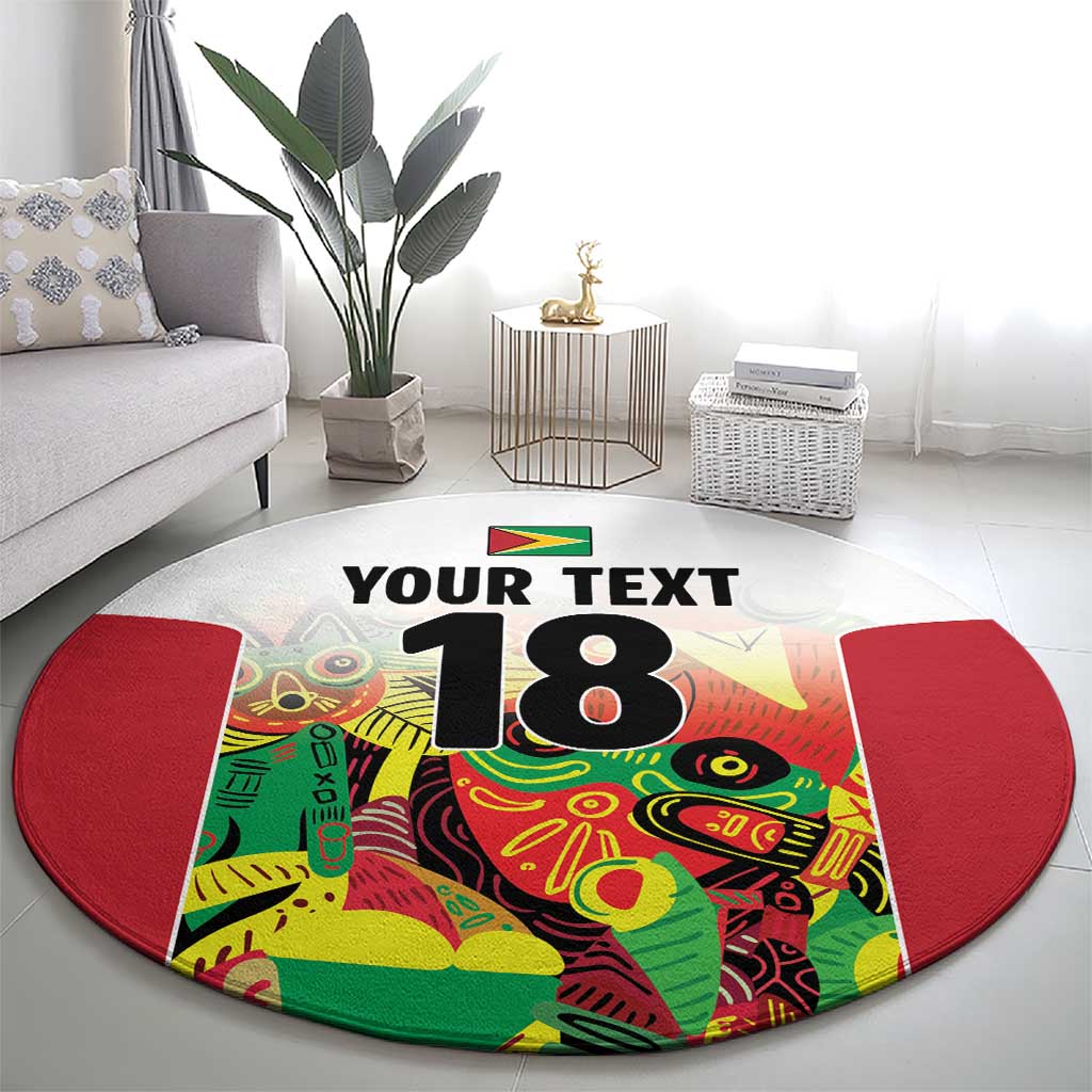 Custom Guyana Football Round Carpet Golden Jaguars Spirit - White - Wonder Print Shop