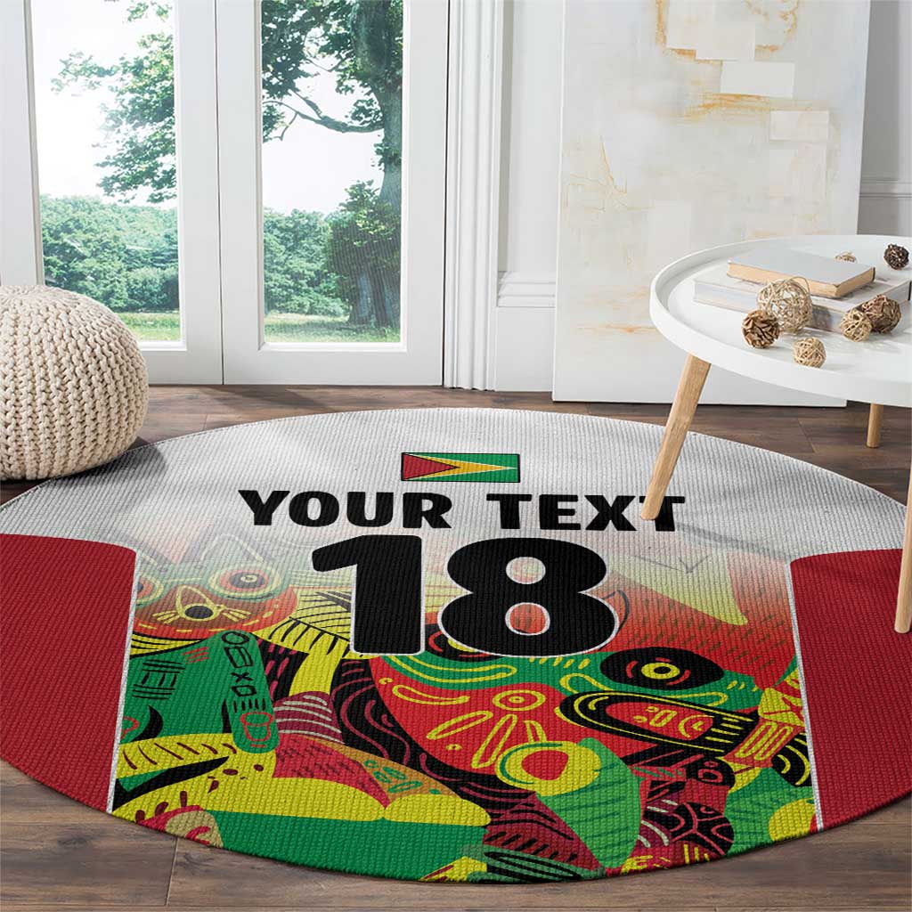 Custom Guyana Football Round Carpet Golden Jaguars Spirit - White - Wonder Print Shop