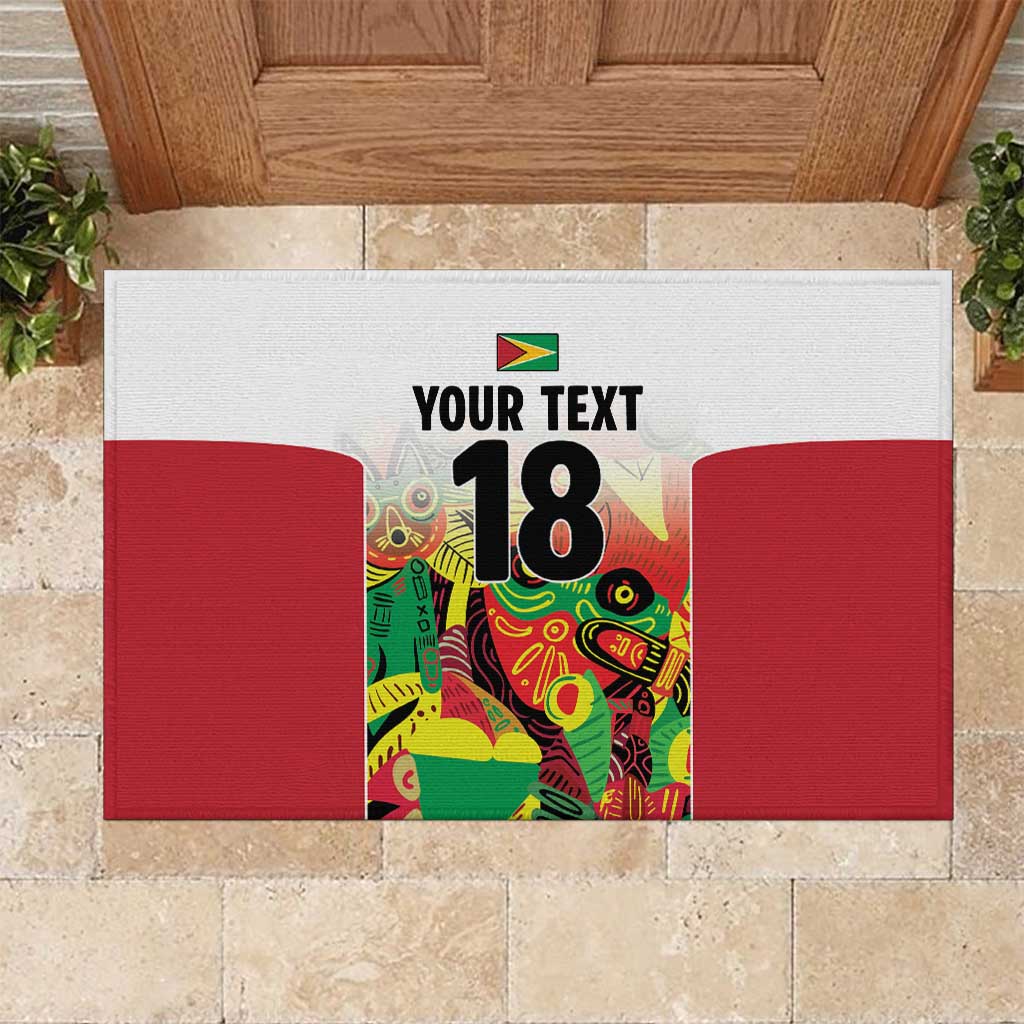 Custom Guyana Football Rubber Doormat Golden Jaguars Spirit - White - Wonder Print Shop