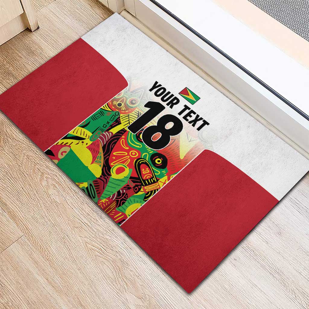 Custom Guyana Football Rubber Doormat Golden Jaguars Spirit - White - Wonder Print Shop