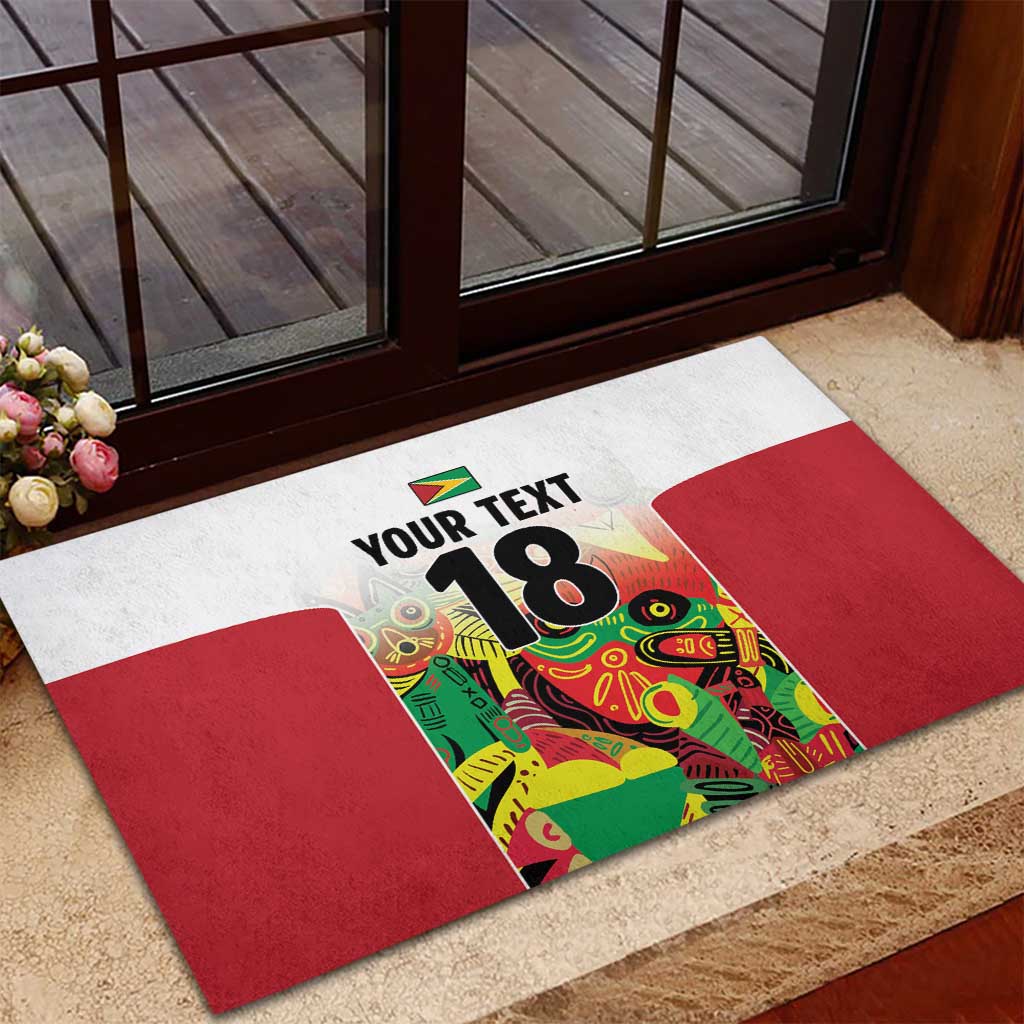 Custom Guyana Football Rubber Doormat Golden Jaguars Spirit - White - Wonder Print Shop