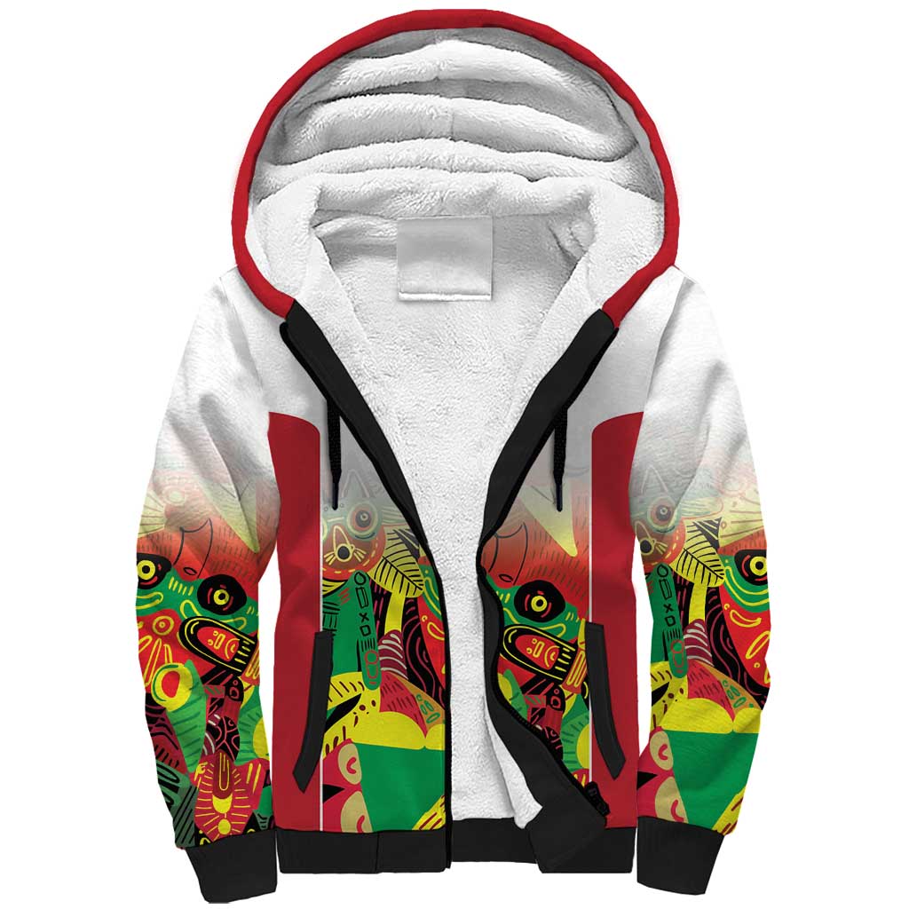 Custom Guyana Football Sherpa Hoodie Golden Jaguars Spirit - White - Wonder Print Shop