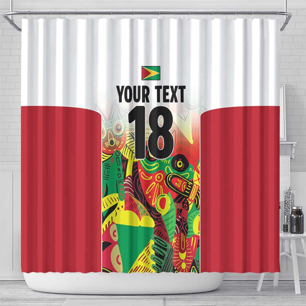 Custom Guyana Football Shower Curtain Golden Jaguars Spirit - White - Wonder Print Shop
