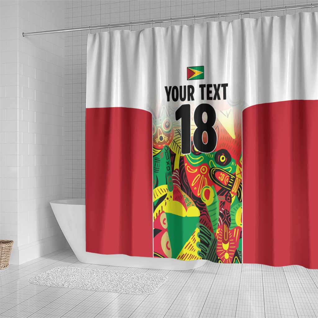 Custom Guyana Football Shower Curtain Golden Jaguars Spirit - White - Wonder Print Shop