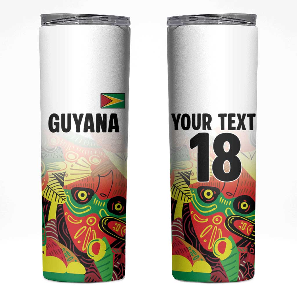 Custom Guyana Football Skinny Tumbler Golden Jaguars Spirit - White - Wonder Print Shop