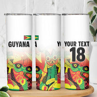 Custom Guyana Football Skinny Tumbler Golden Jaguars Spirit - White - Wonder Print Shop