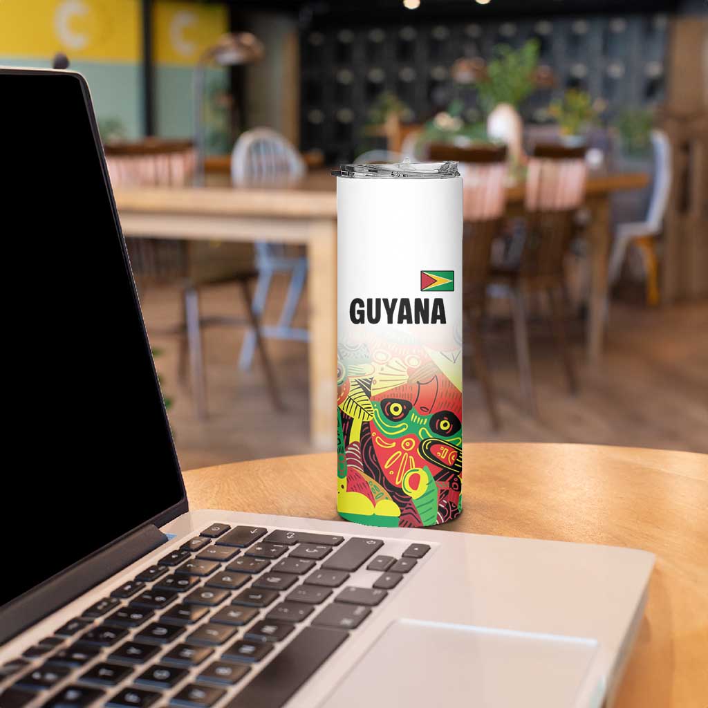 Custom Guyana Football Skinny Tumbler Golden Jaguars Spirit - White - Wonder Print Shop