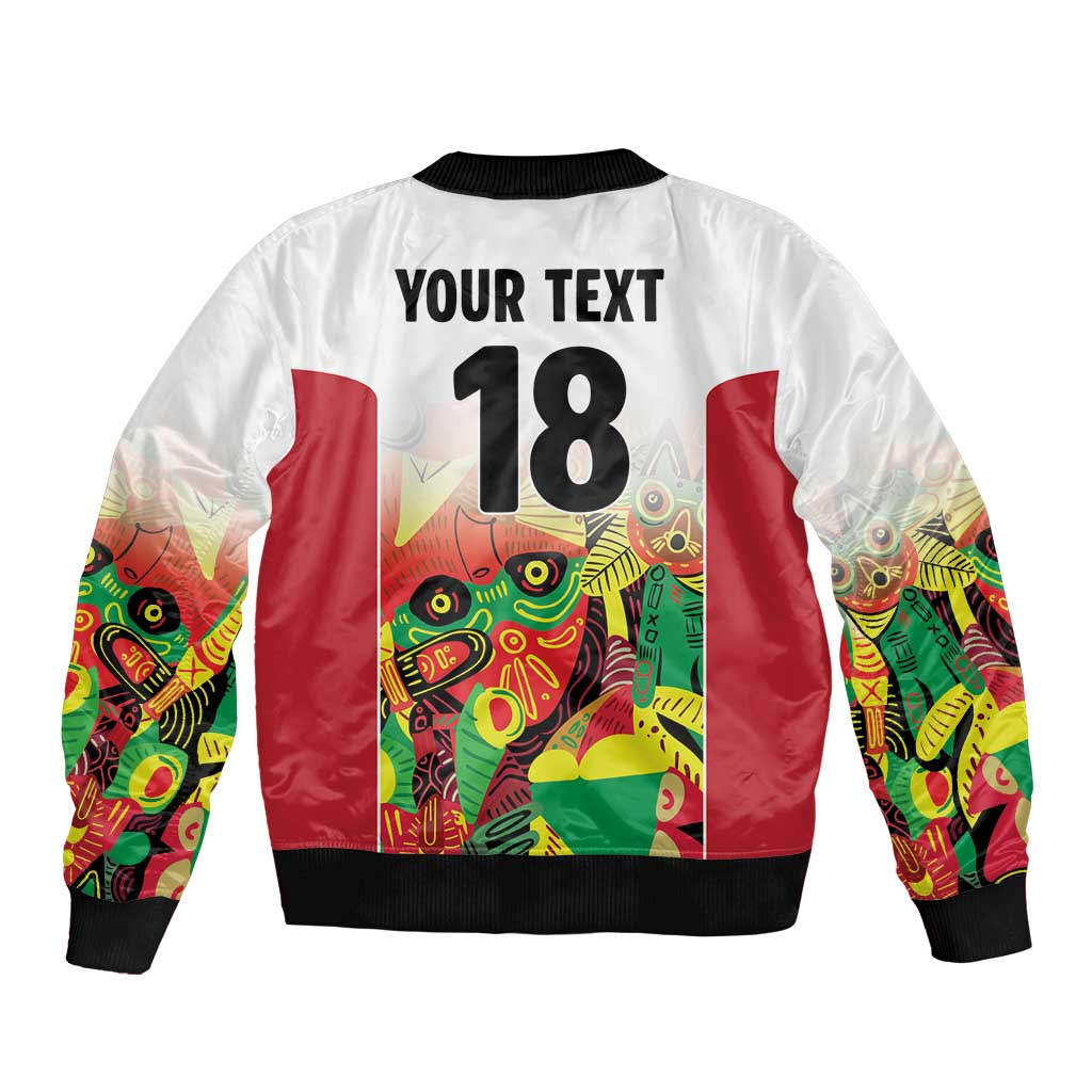 Custom Guyana Football Sleeve Zip Bomber Jacket Golden Jaguars Spirit - White - Wonder Print Shop