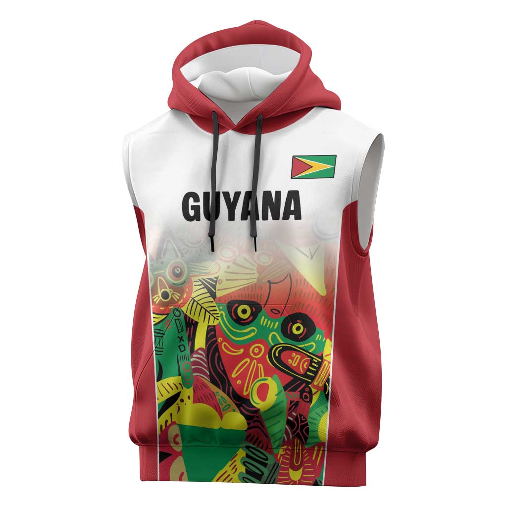 Custom Guyana Football Sleeveless Hoodie Golden Jaguars Spirit - White - Wonder Print Shop