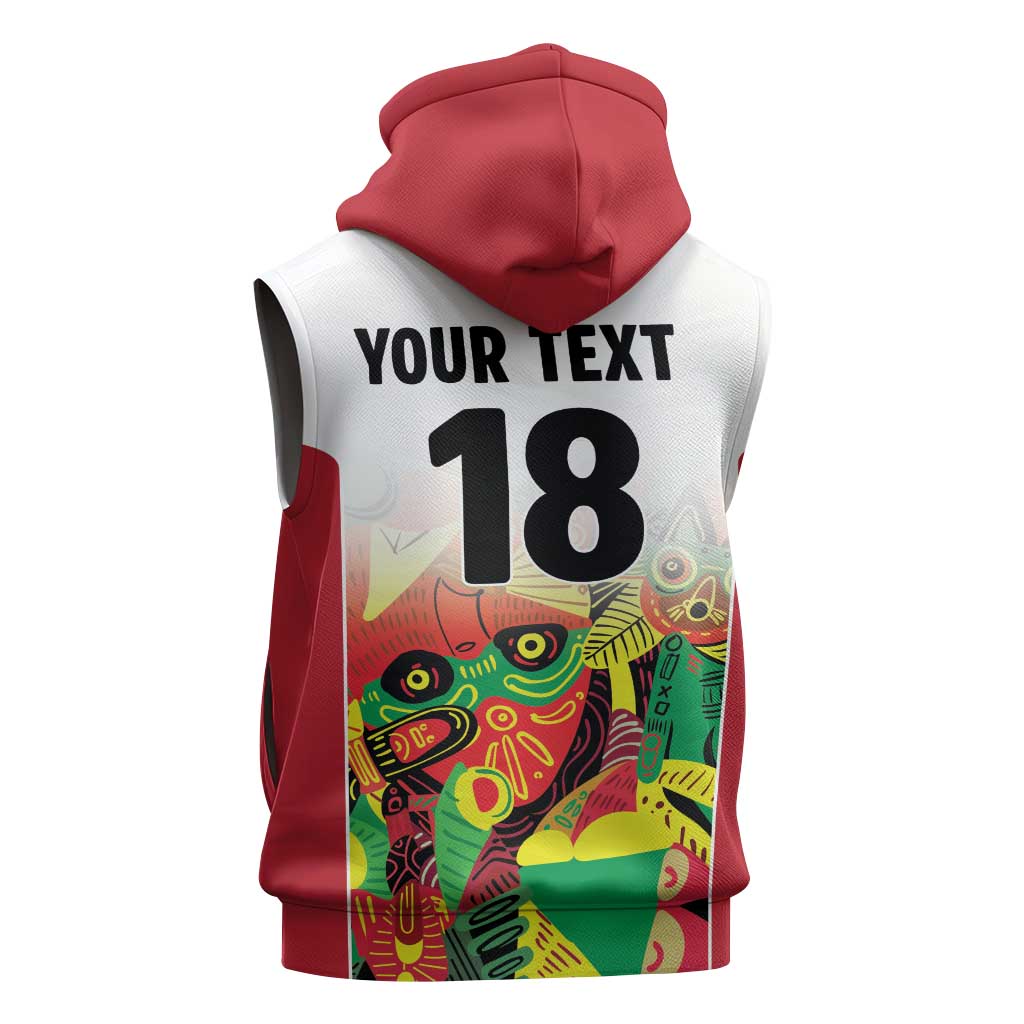 Custom Guyana Football Sleeveless Hoodie Golden Jaguars Spirit - White - Wonder Print Shop