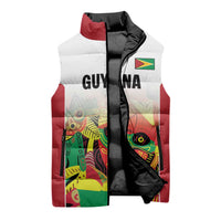 Custom Guyana Football Sleeveless Puffer Jacket Golden Jaguars Spirit - White - Wonder Print Shop