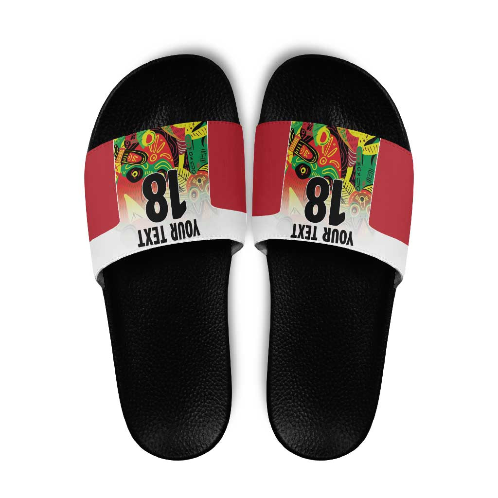 Custom Guyana Football Slide Sandals Golden Jaguars Spirit - White - Wonder Print Shop