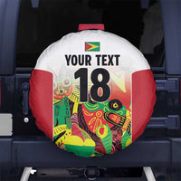 Custom Guyana Football Spare Tire Cover Golden Jaguars Spirit - White - Wonder Print Shop