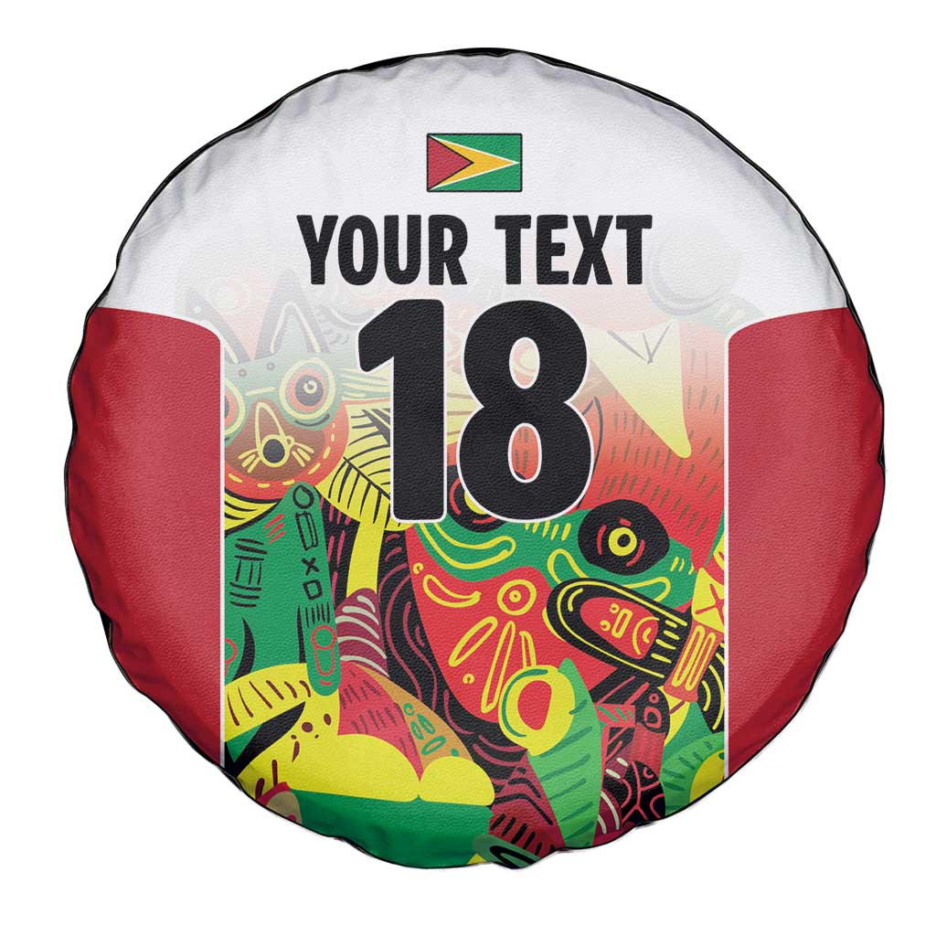 Custom Guyana Football Spare Tire Cover Golden Jaguars Spirit - White - Wonder Print Shop