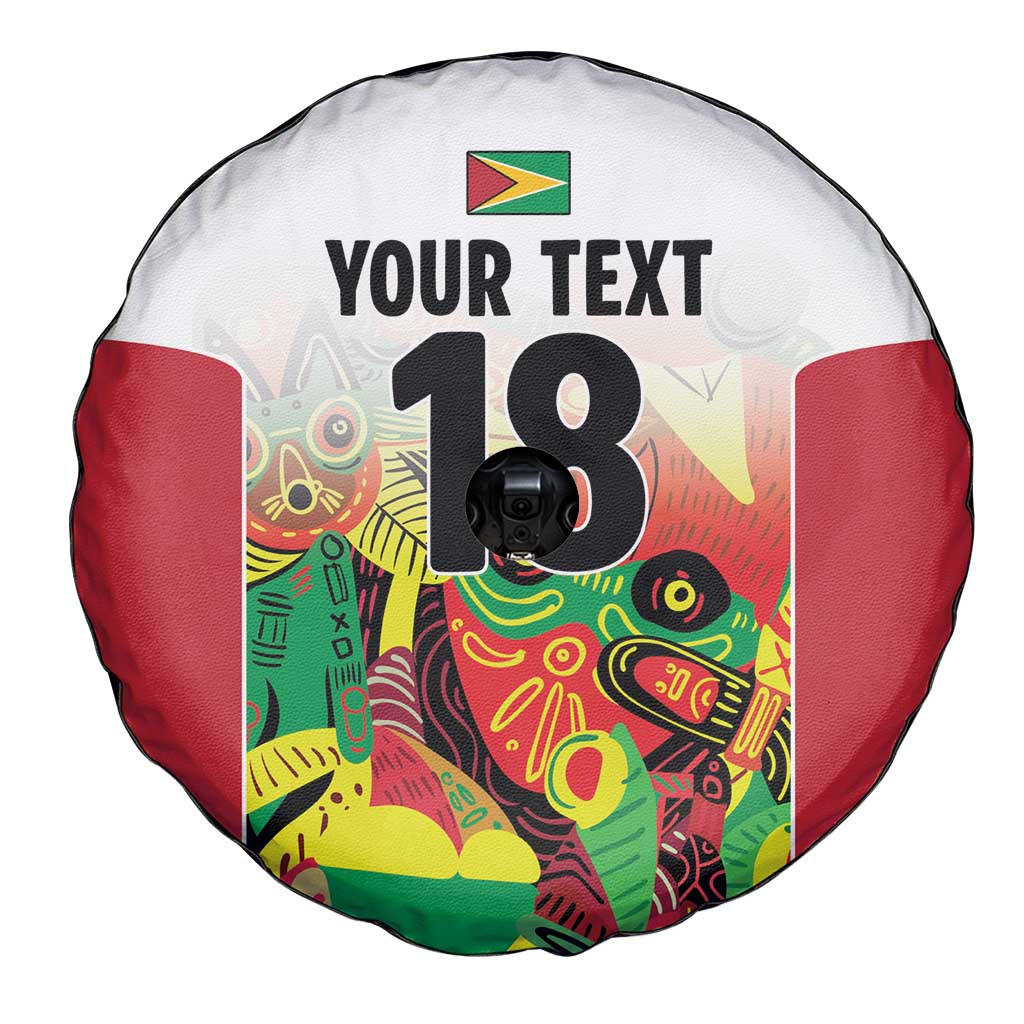 Custom Guyana Football Spare Tire Cover Golden Jaguars Spirit - White - Wonder Print Shop