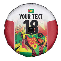 Custom Guyana Football Spare Tire Cover Golden Jaguars Spirit - White - Wonder Print Shop