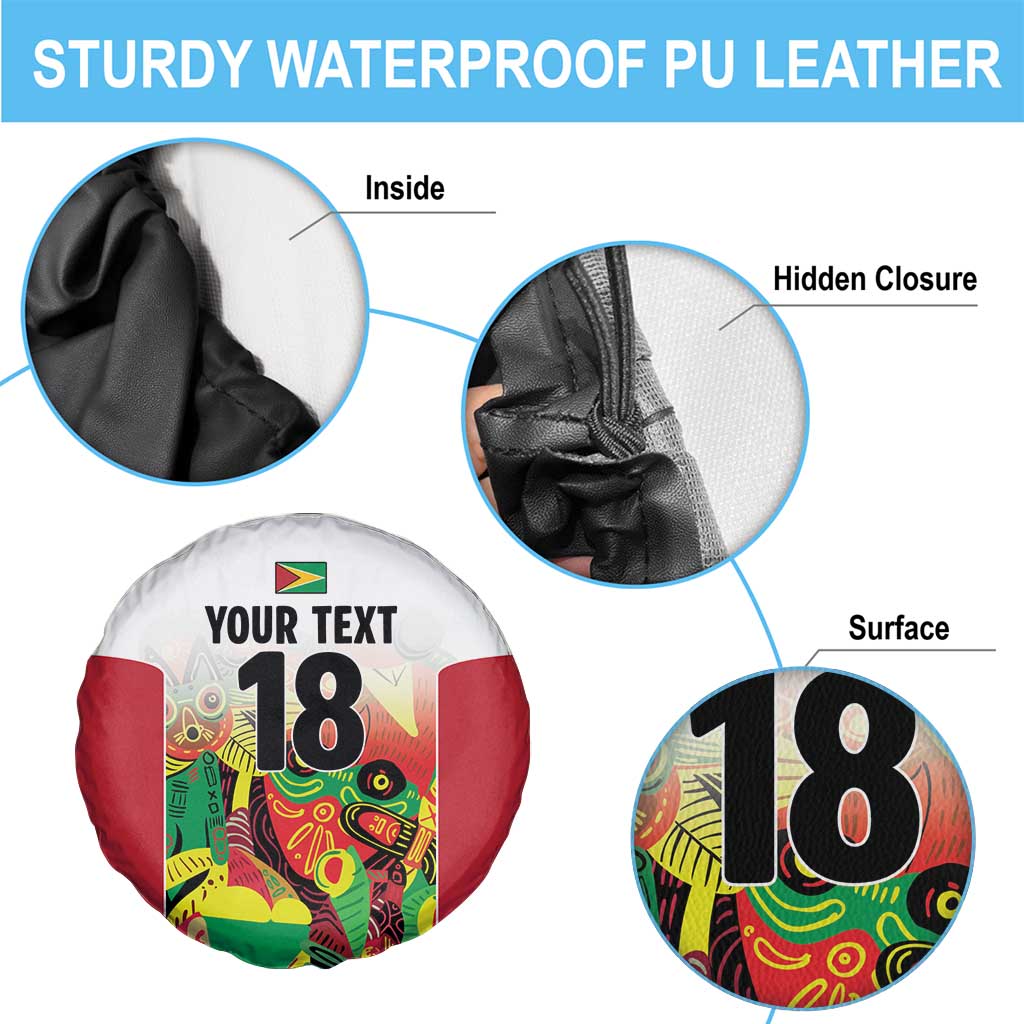 Custom Guyana Football Spare Tire Cover Golden Jaguars Spirit - White - Wonder Print Shop