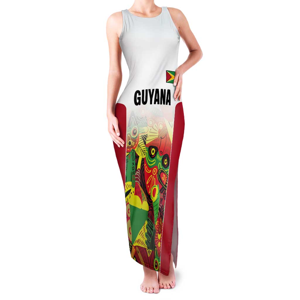 Custom Guyana Football Tank Maxi Dress Golden Jaguars Spirit - White - Wonder Print Shop