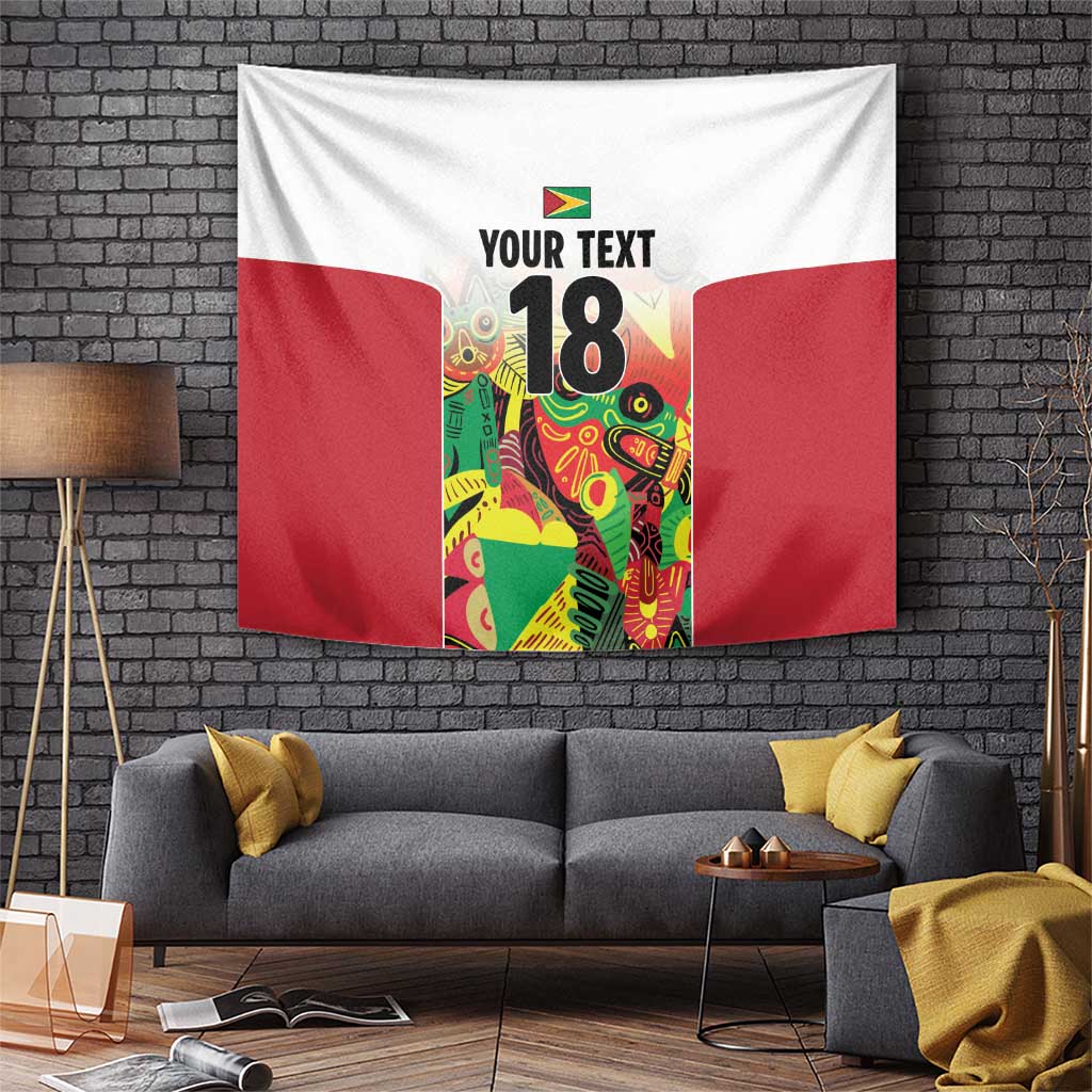 Custom Guyana Football Tapestry Golden Jaguars Spirit - White - Wonder Print Shop