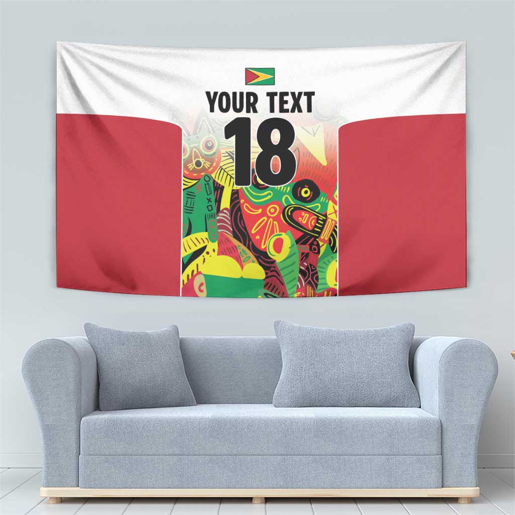 Custom Guyana Football Tapestry Golden Jaguars Spirit - White - Wonder Print Shop
