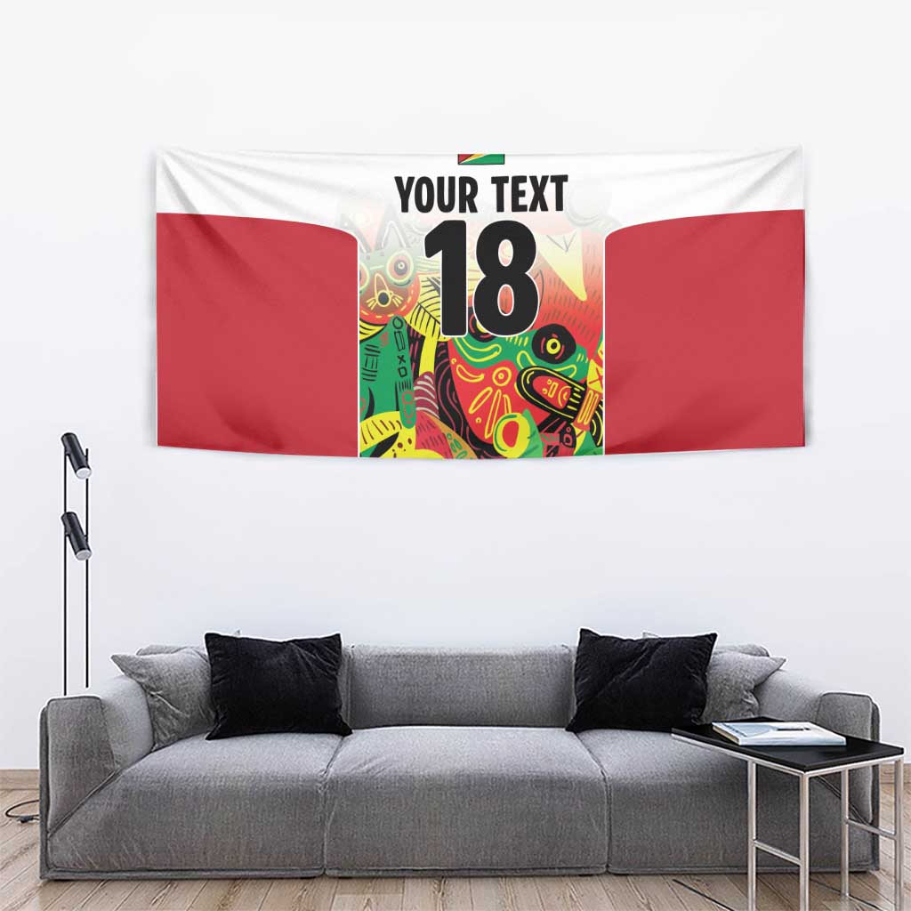 Custom Guyana Football Tapestry Golden Jaguars Spirit - White - Wonder Print Shop