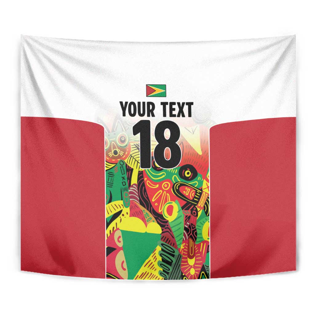 Custom Guyana Football Tapestry Golden Jaguars Spirit - White - Wonder Print Shop