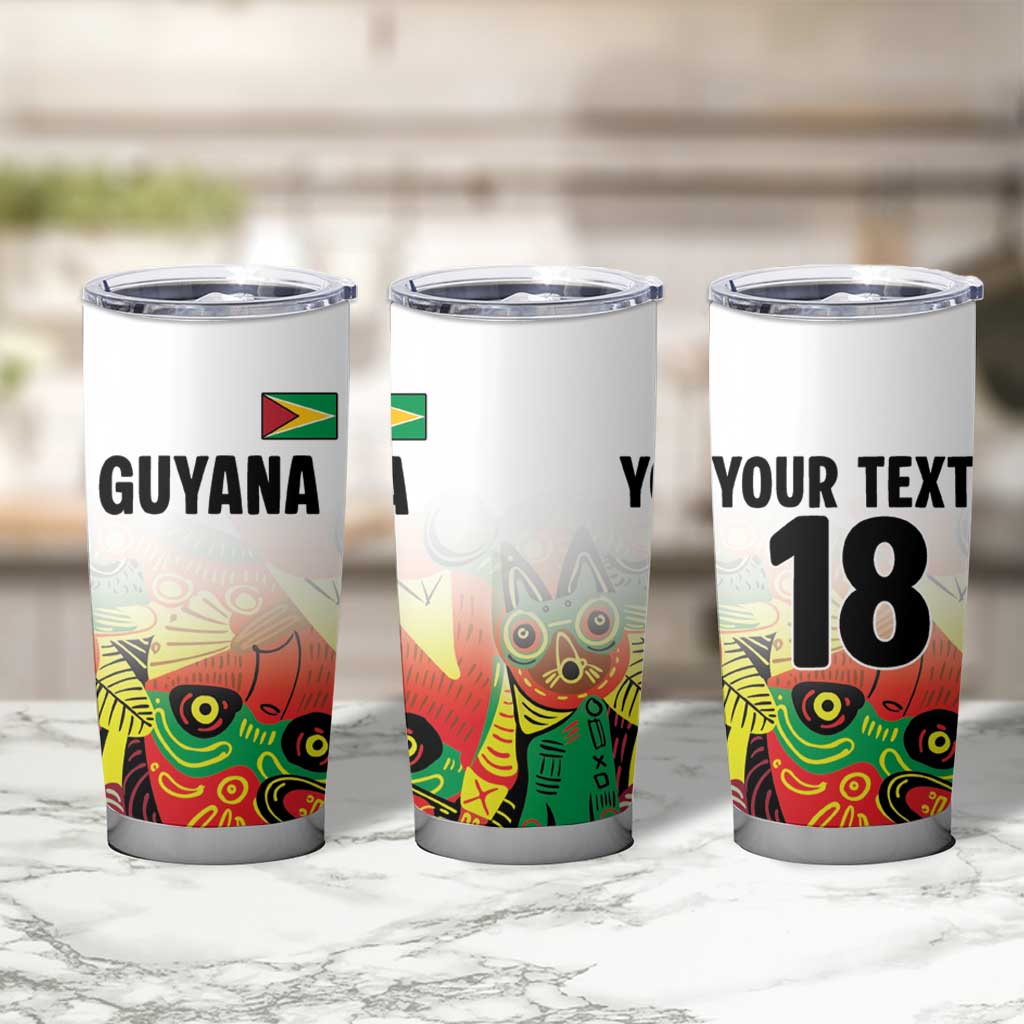 Custom Guyana Football Tumbler Cup Golden Jaguars Spirit - White - Wonder Print Shop