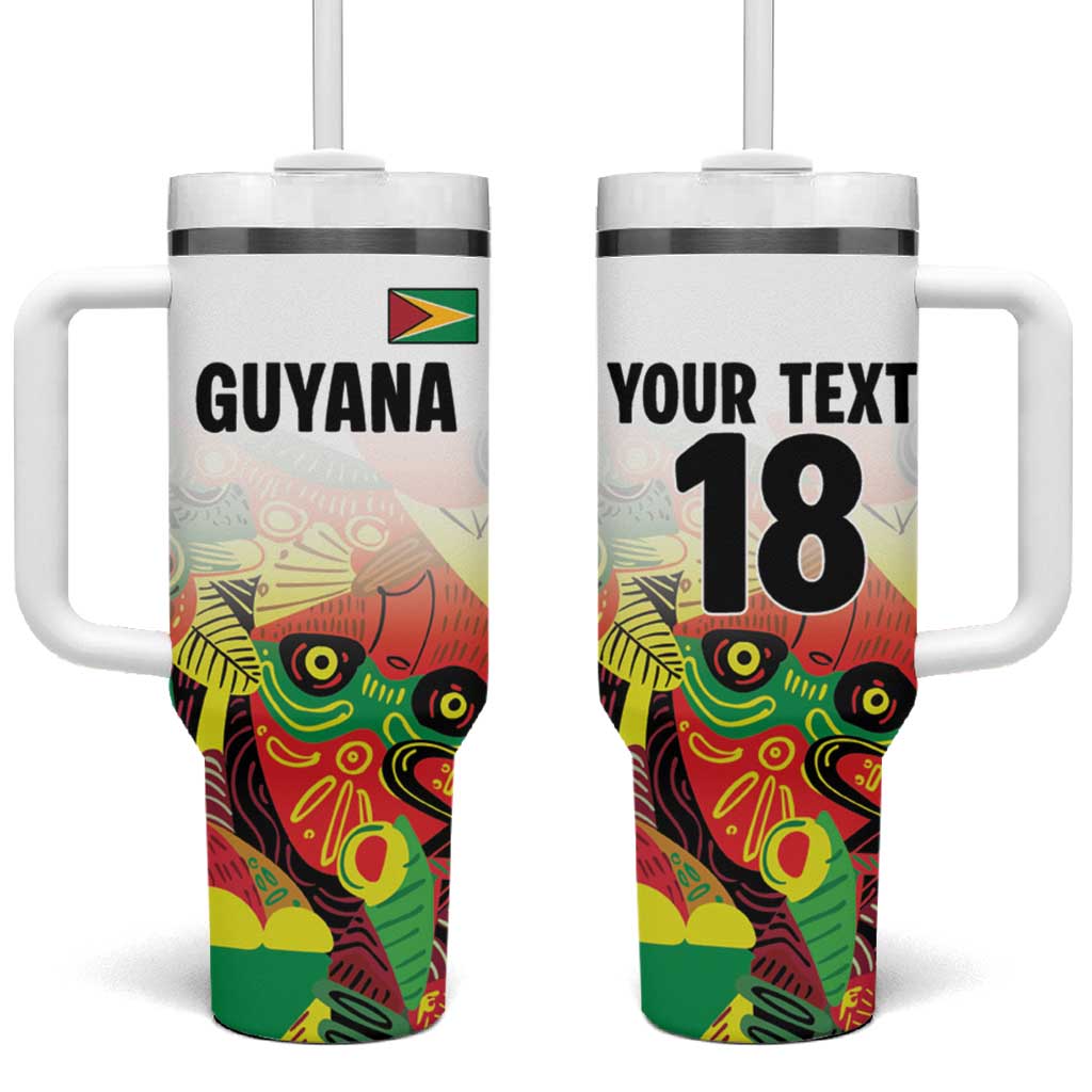 Custom Guyana Football Tumbler With Handle Golden Jaguars Spirit - White - Wonder Print Shop