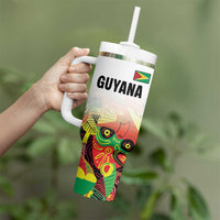 Custom Guyana Football Tumbler With Handle Golden Jaguars Spirit - White - Wonder Print Shop