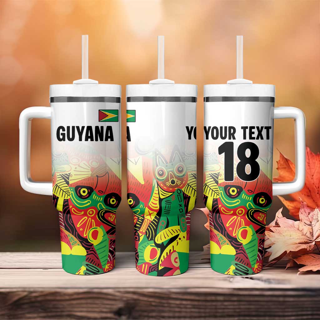 Custom Guyana Football Tumbler With Handle Golden Jaguars Spirit - White - Wonder Print Shop