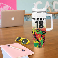 Custom Guyana Football Tumbler With Handle Golden Jaguars Spirit - White - Wonder Print Shop