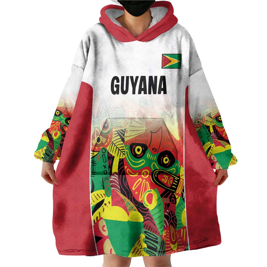 Custom Guyana Football Wearable Blanket Hoodie Golden Jaguars Spirit - White - Wonder Print Shop