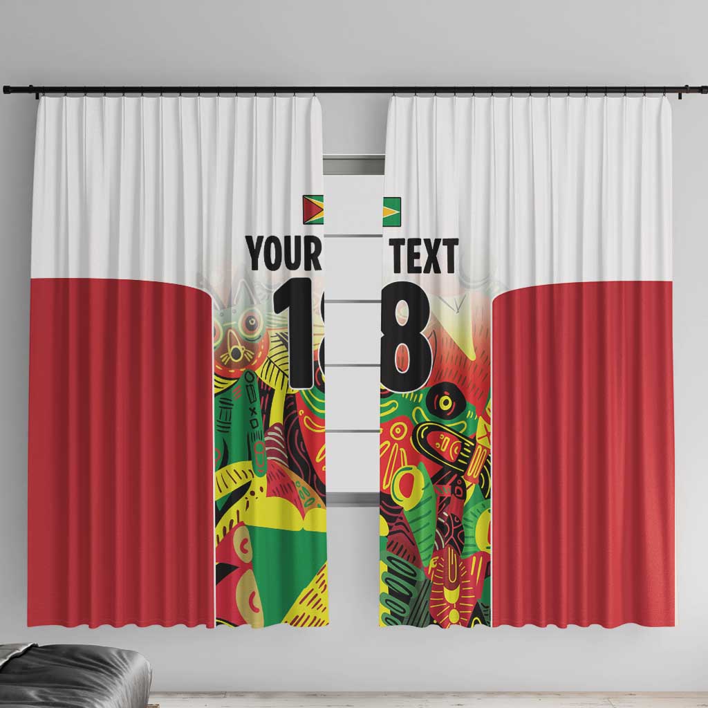 Custom Guyana Football Window Curtain Golden Jaguars Spirit - White - Wonder Print Shop