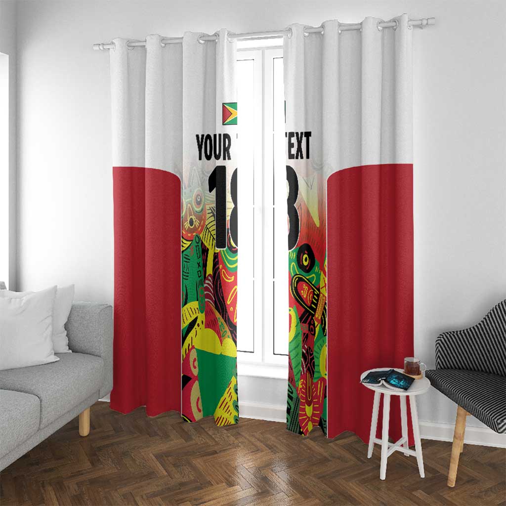Custom Guyana Football Window Curtain Golden Jaguars Spirit - White - Wonder Print Shop