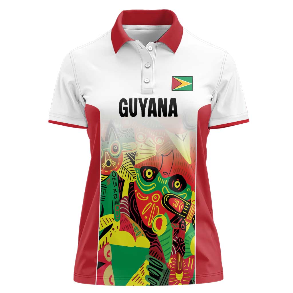Custom Guyana Football Women Polo Shirt Golden Jaguars Spirit - White - Wonder Print Shop