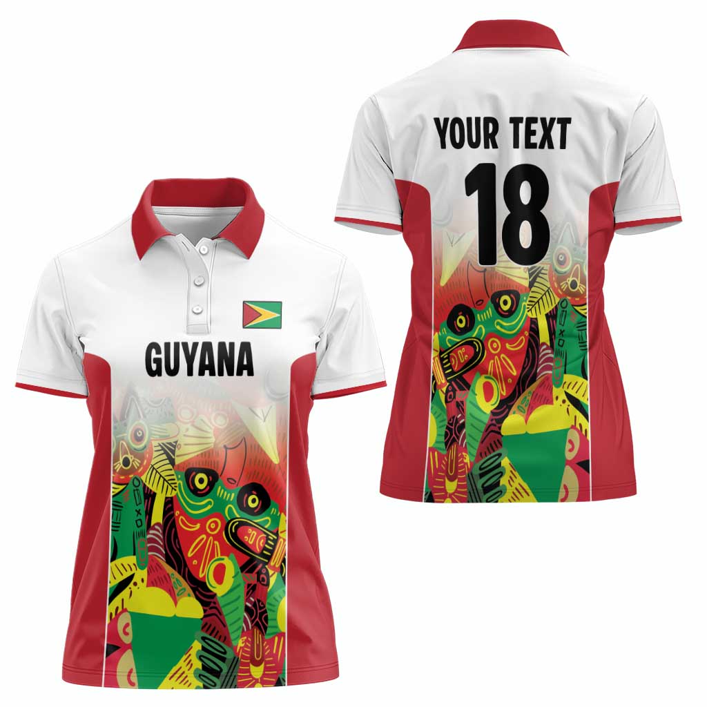Custom Guyana Football Women Polo Shirt Golden Jaguars Spirit - White - Wonder Print Shop