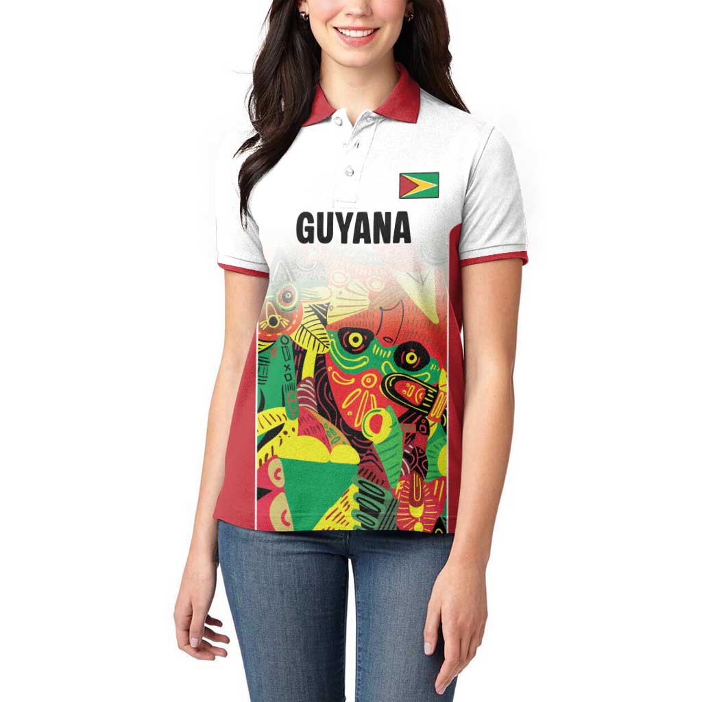 Custom Guyana Football Women Polo Shirt Golden Jaguars Spirit - White - Wonder Print Shop