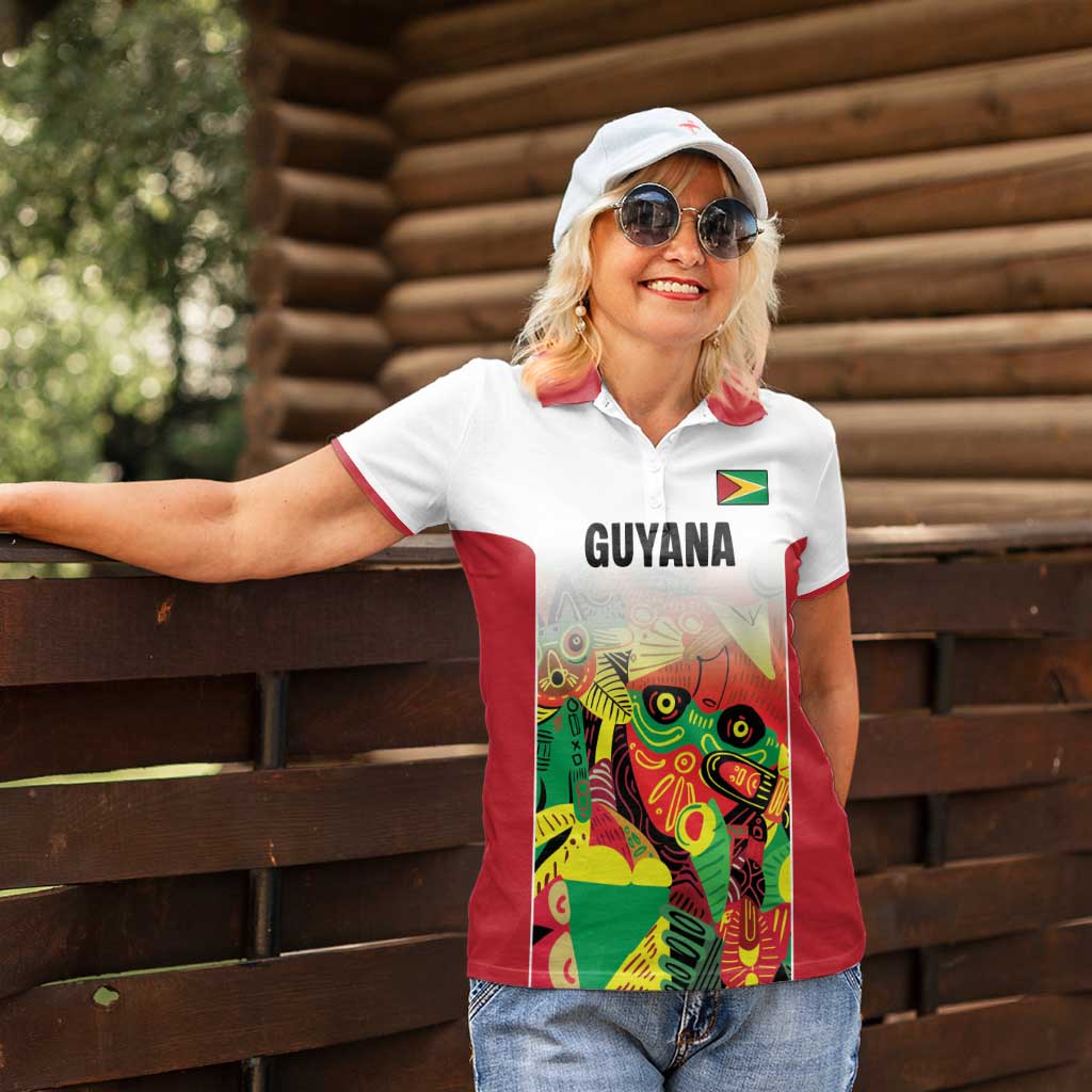 Custom Guyana Football Women Polo Shirt Golden Jaguars Spirit - White - Wonder Print Shop